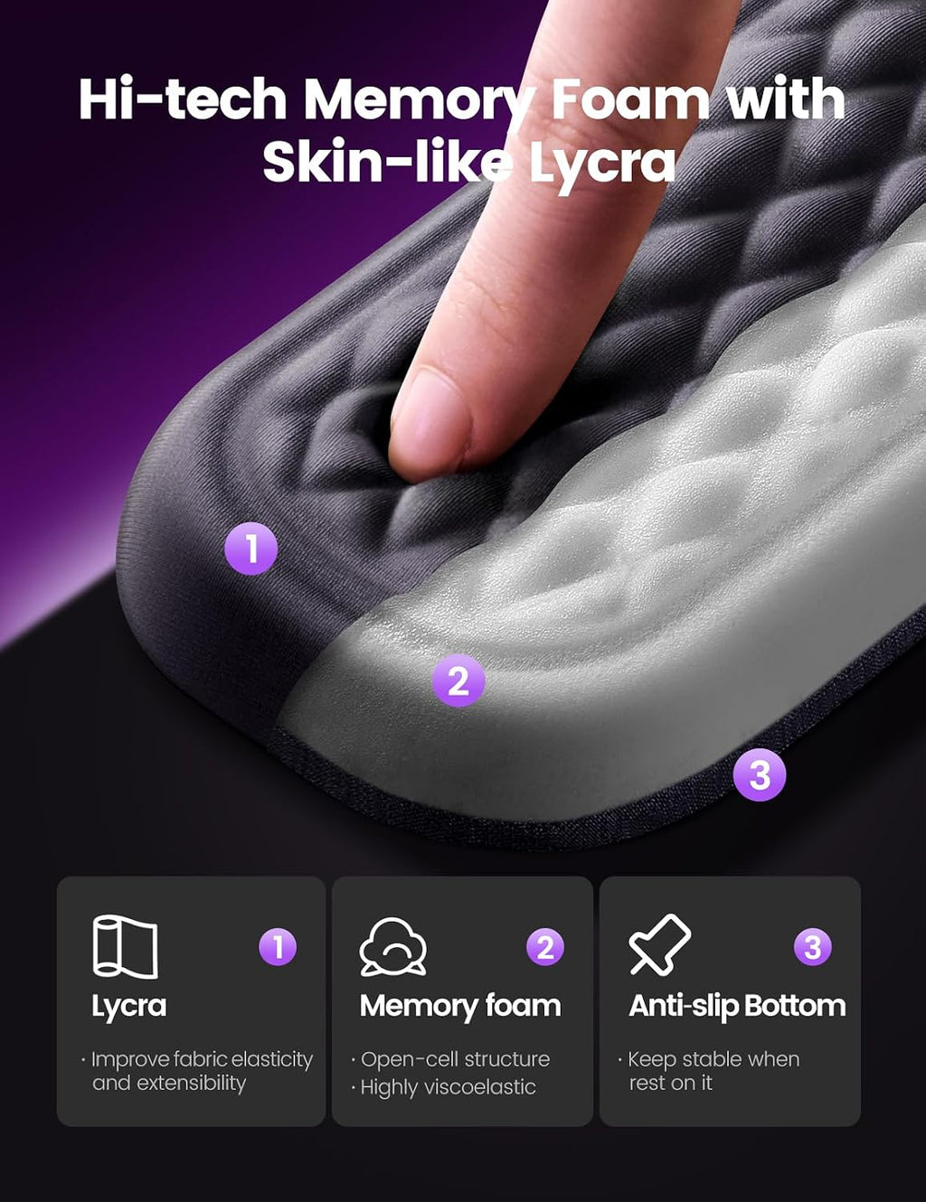 Wrist Rest for Keyboard and Mouse, Computer Ergonomic Wrist Support Pad, Soft Memory Foam Arm Cushion for Desk, Palm