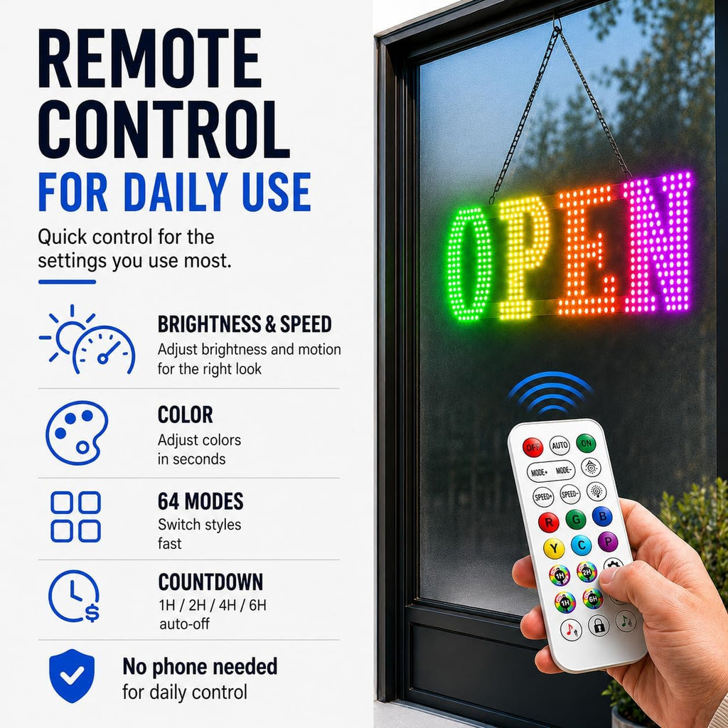 32"x10" RGB Led Open Sign for Business with Smart App & Remote Control