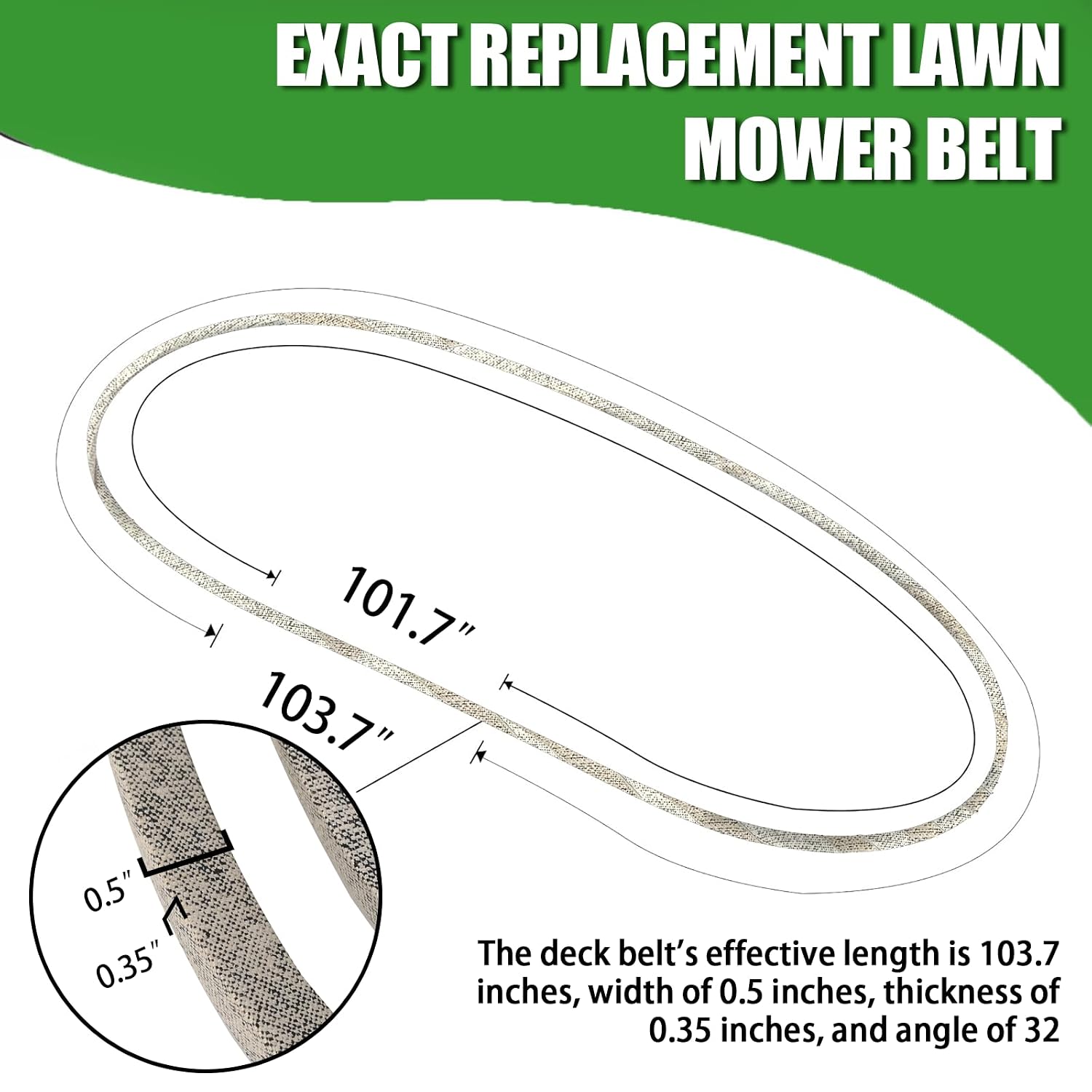 42" Lawn Mower Deck Belt Compatible with JohnDeere Lawn Mower Replaces Part Number GX20072 Flat Belts GY20570 Deck