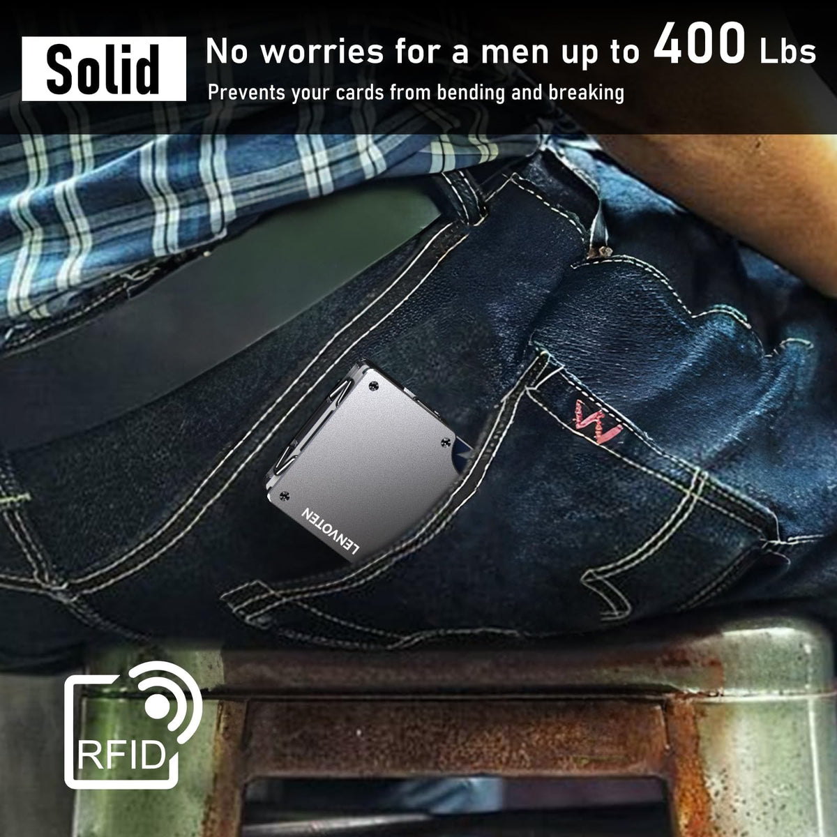 Upgraded Hinged Minimalist Wallet for Men, RFID Blocking Wallet