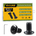 3/8-16 x 1 Bolt, 20PCS Flat Head Hex Socket Cap Screws Bolts, 304 Stainless Steel 18-8, Fully Threaded, Black Zinc Finish, with Hex Spanner