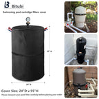 Pool Filter Cover with 2-layer Frost-proof Plush, Black