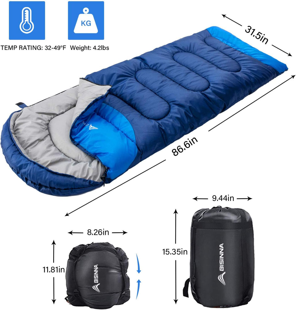 Sleeping Bag with Pillow - 4 Season Backpacking Sleeping Bag Lightweight Waterproof Warm and Washable for Adults