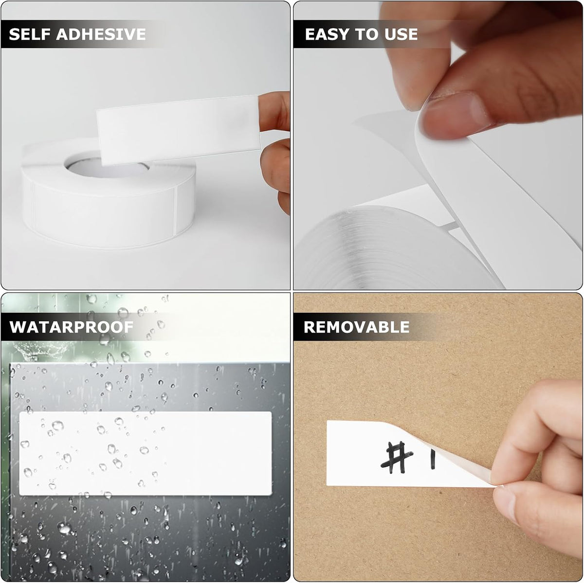 White Rectangle Labels 3" x 1" Color Coding Stickers Roll 500 Pcs