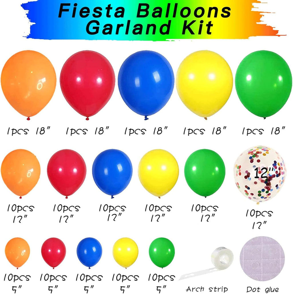 Colourful Rainbow Balloon Arch Kit, Colorful Balloons Garland Fiesta Party Balloon Arch for Colorful Fiesta Carnival