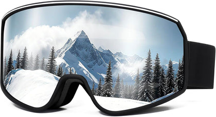 Ski Goggles Over Glasses with Dual lens | Anti-fog Anti-UV Snow Goggles for Men Women Youth Skiing Snowmobile