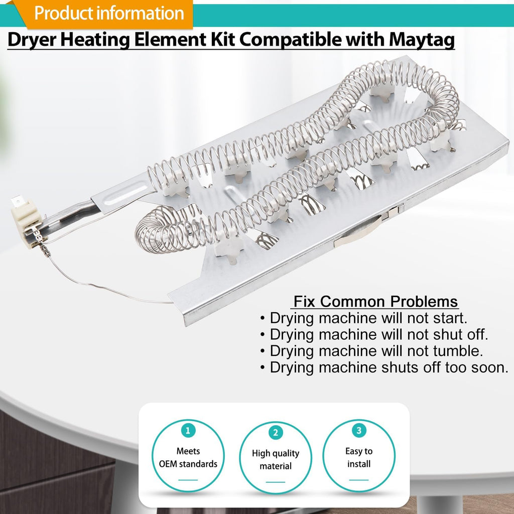 MED6230HW3 MED6230HW1 MED6230HW0 Dryer Heating Element Kit for Whirlpool
