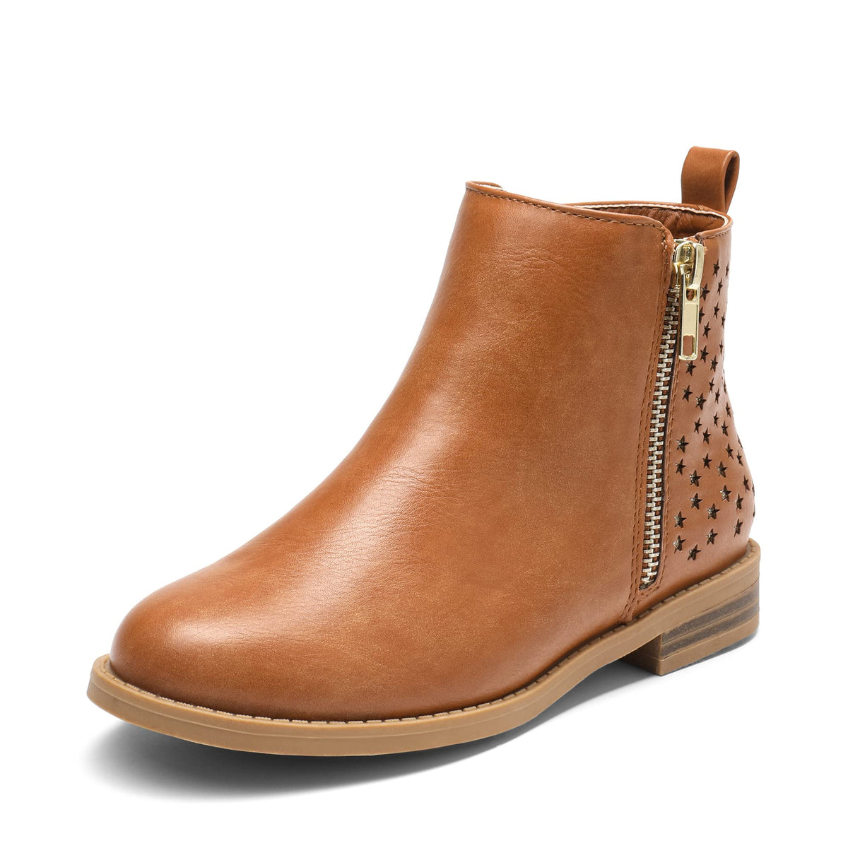 Girls Ankle Boots Chelsea Booties,Tan/Pu,12 Little Kid