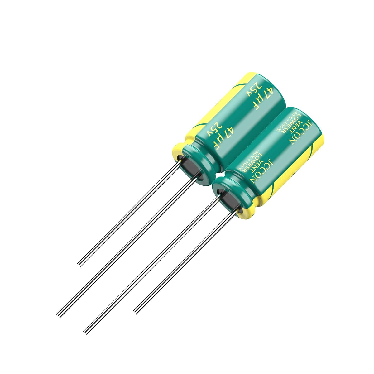 10-Pack 25V 47uF Premium Quality Low ESR Electrolytic Capacitors 5x11mm (0.2x0.43in), 25Volt 47MFD High-Frequency Caps with Superior Performance