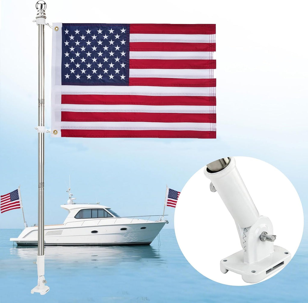 American flag with Pole,Flag poles Kit Embroidered USA Flag | 2x3 Ft | Includes 4 FT Heavy Duty Tangle Free Flagpole