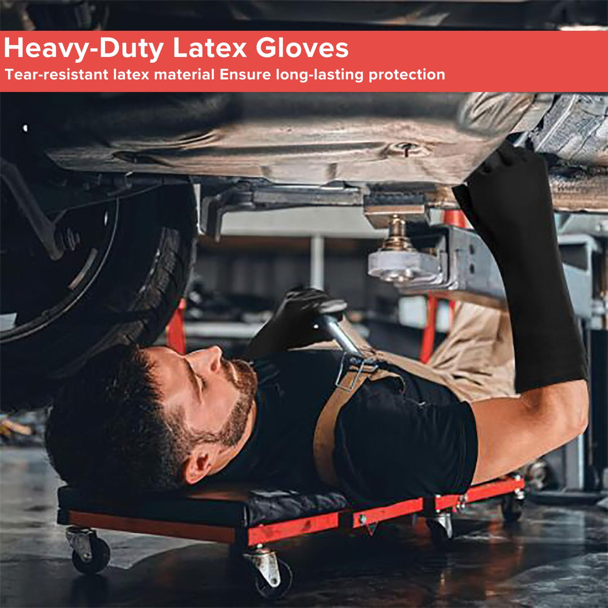 Heavy Duty Chemical Resistant Latex Gloves,18-Inch,Medium,1 Pair