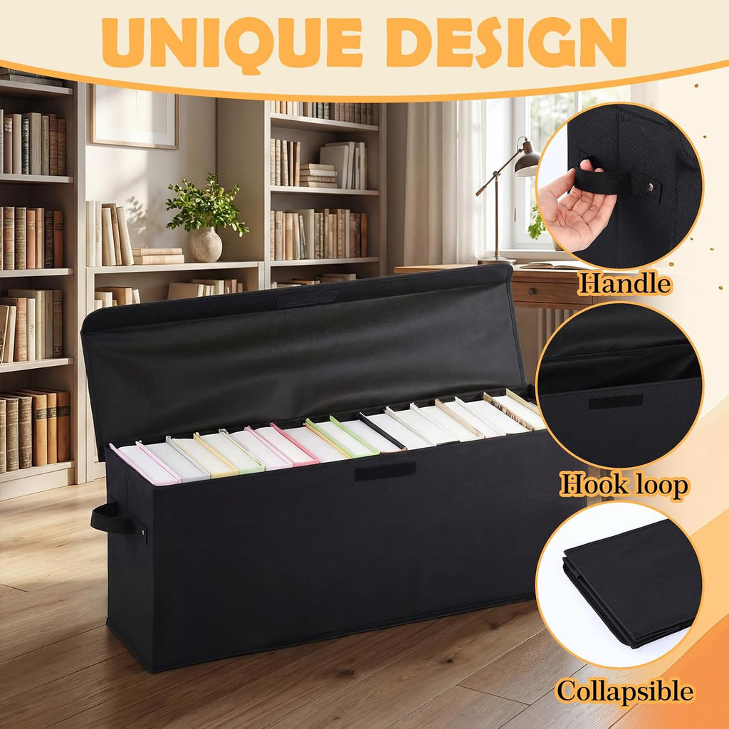 Long Comic Book Storage Box with Handle Lid 27.5"x7.5"x11"