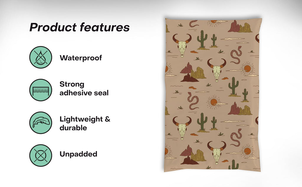 Poly Mailers 6x9, Western Boho Design Shipping Bags, 200 Pack