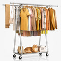 620 Lbs Heavy Duty Rolling Clothes Rack, Double Rail