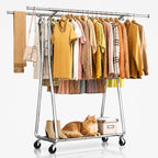 620 Lbs Heavy Duty Rolling Clothes Rack, Double Rail