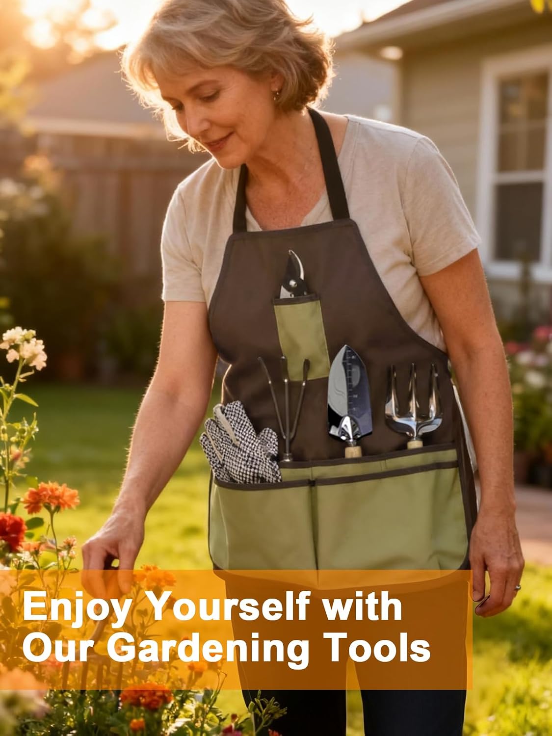 Garden Tools Set – 11-PCs Heavy Duty Gardening Kit, Stainless Steel Tools with Wooden Handles, Canvas Tote Bag
