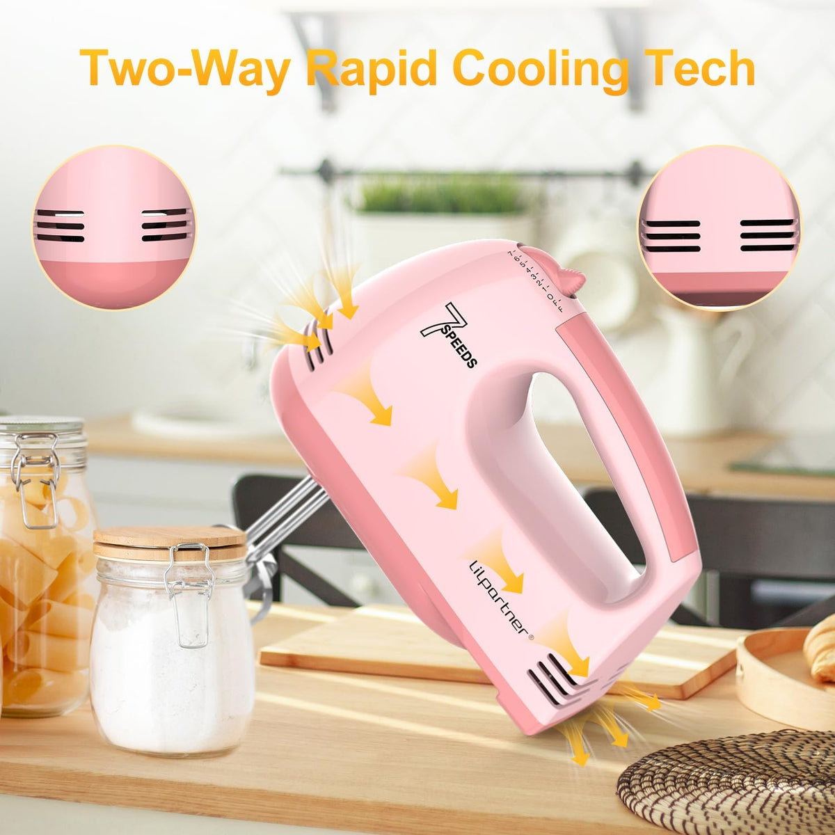 Hand Mixer Electric, Ultra Power Kitchen Hand Mixer With 7-Speed & 5 Stainless Steel Accessories for Whipping Dough