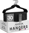 Velvet Hangers, Black, 30 Pack | Luxury Non-Slip Slim Pant & Coat Hangers | Strong Space-Saving Clothes Hangers |