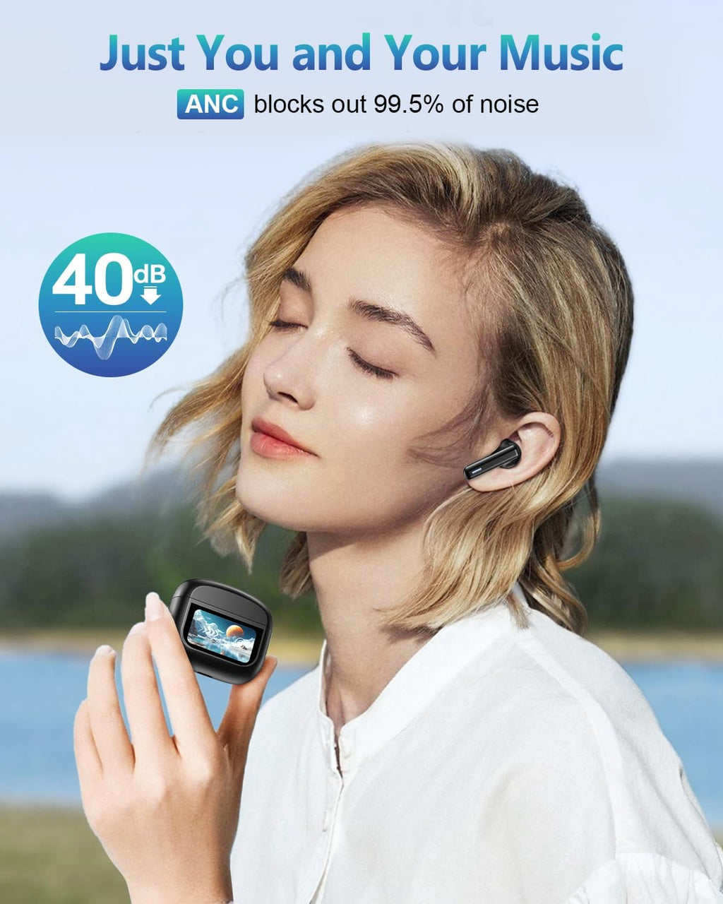 Wireless Earbuds Bluetooth Headphones, Ear Buds with Touch Screen, ANC ENC Noise Cancelling Transparency Mode, 40H