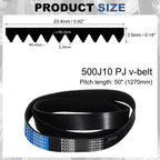 uxcell 2Pcs 510J10 PJ V-Ribbed Belt 10 Ribs 51" L x 0.92" W x 0.14" H, EPDM