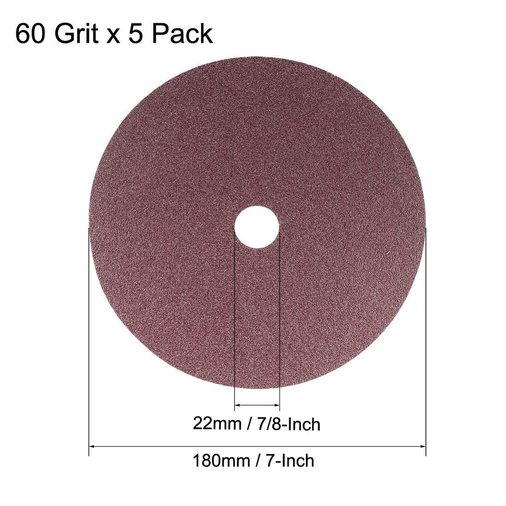 uxcell 7" x 7/8" Resin Fiber Discs 60 Grit Sanding Grinding Discs,5 Pack