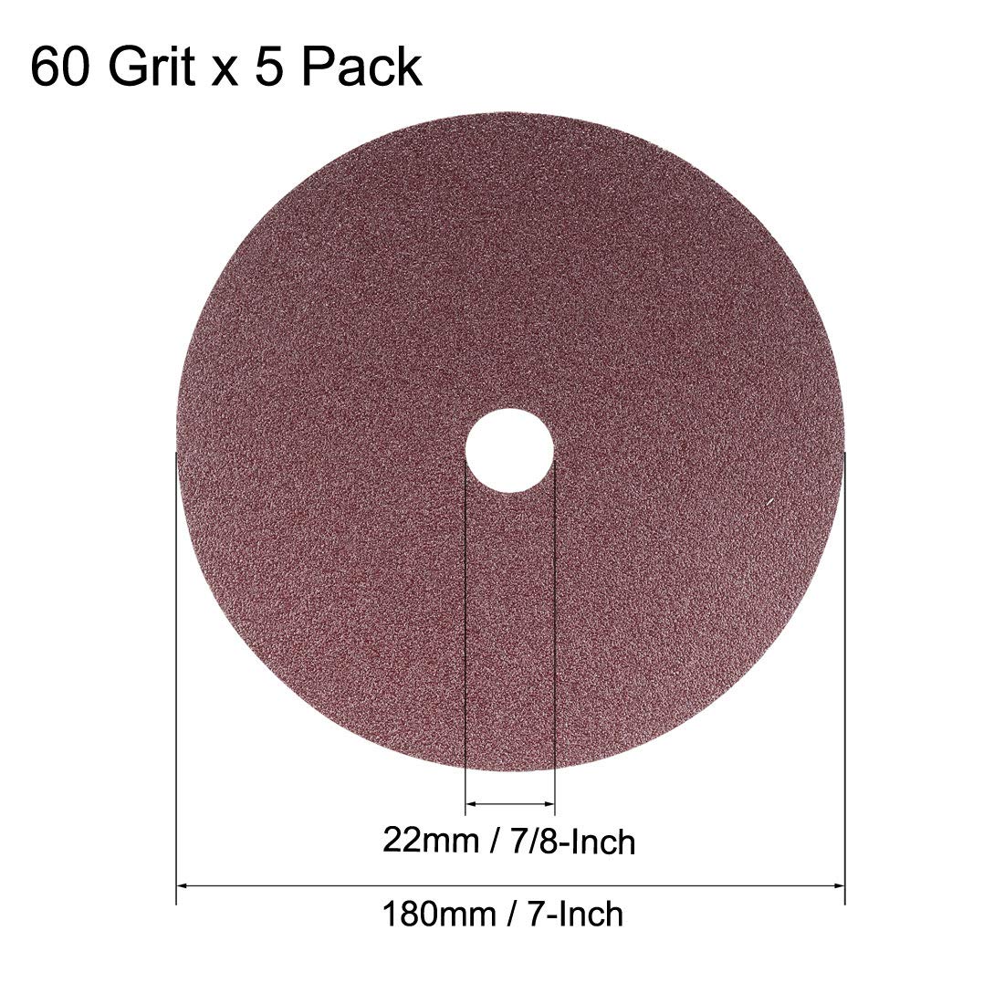 uxcell 7" x 7/8" Resin Fiber Discs 60 Grit Sanding Grinding Discs,5 Pack
