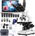 Trinocular Microscope 40X-5000X Magnification Laboratory Grade with Dual Mechanical Stage and HD USB Camera