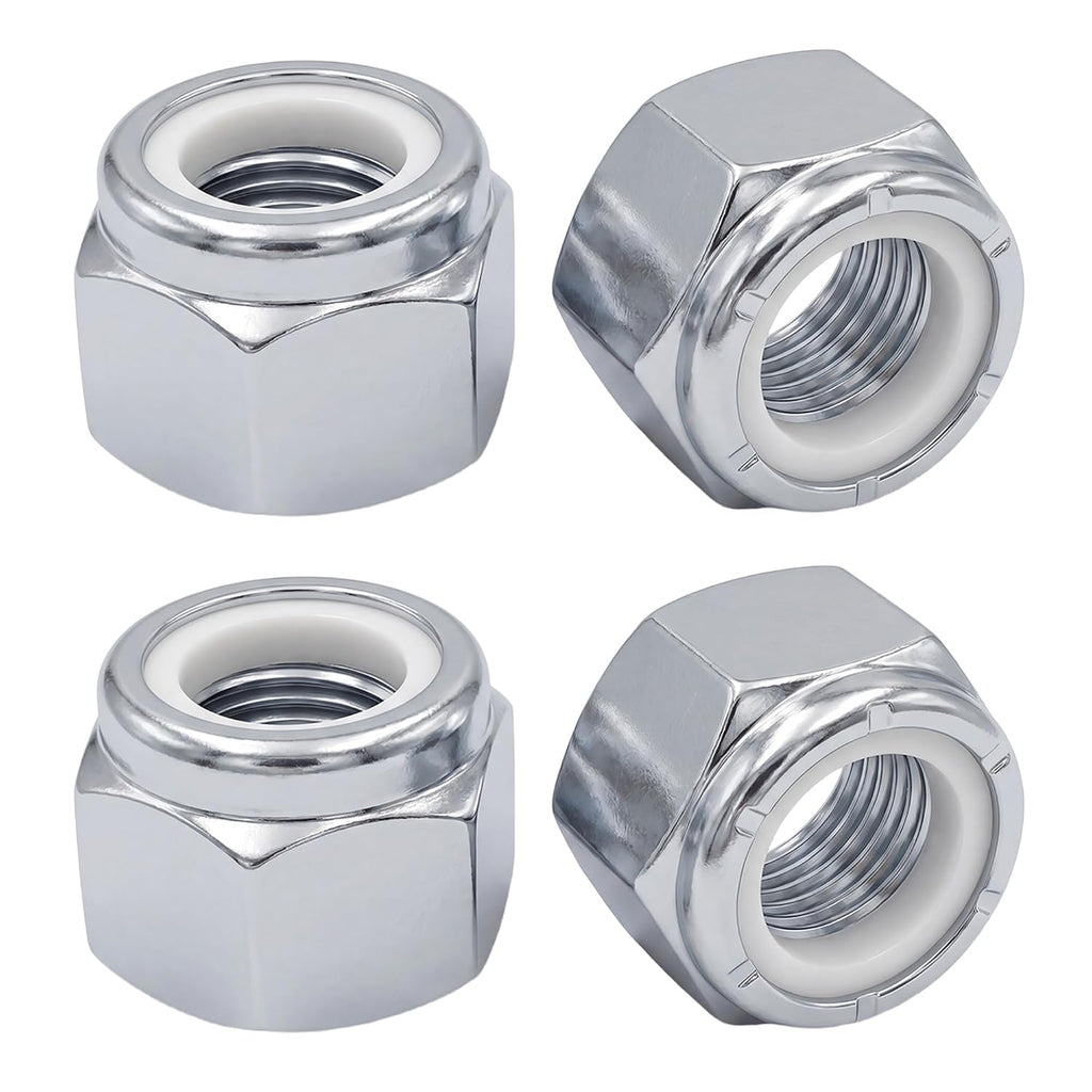 24 Pack 1/2"-13 Inch Lock Nuts,Carbon Steel Galvanized Anti-Rust Nylon Insert Locknuts,Standard Inch Thread Nylock Nuts for Bolts