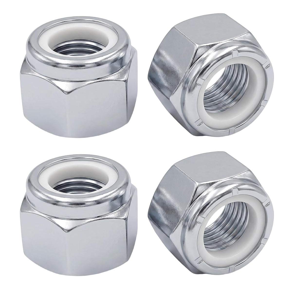 24 Pack 1/2"-13 Inch Lock Nuts,Carbon Steel Galvanized Anti-Rust Nylon Insert Locknuts,Standard Inch Thread Nylock Nuts for Bolts