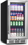 15 Inch Beverage Refrigerator Under Counter,126 Cans,Silver