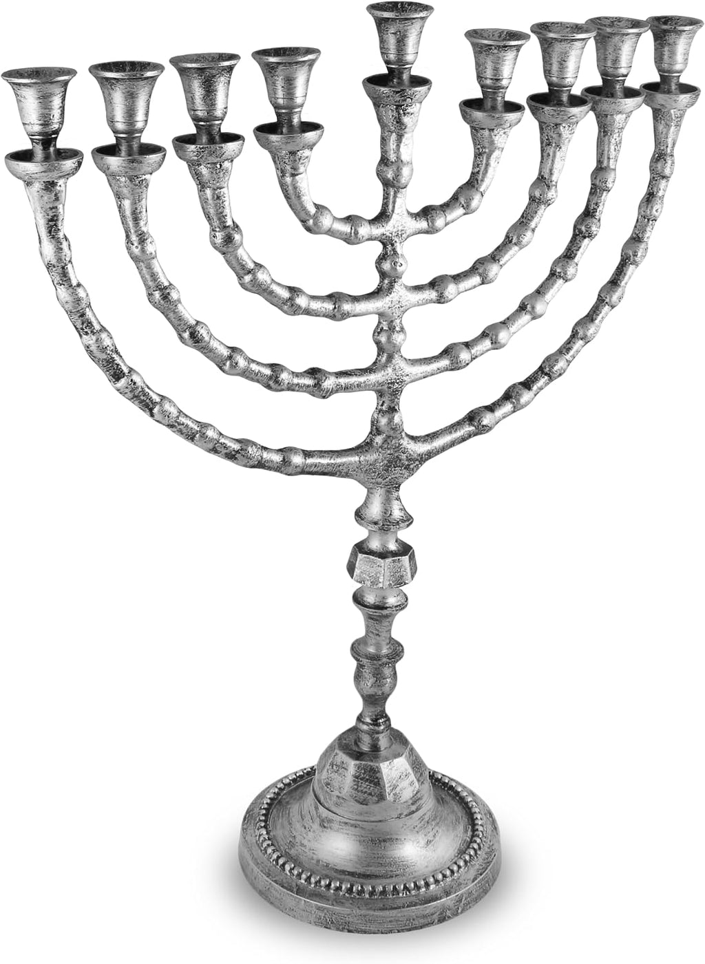 Extra Large Traditional Chanukah Menorah use with Thick Shabbat Candles or Oil Cups Antique Looking Hanukkah Minorah