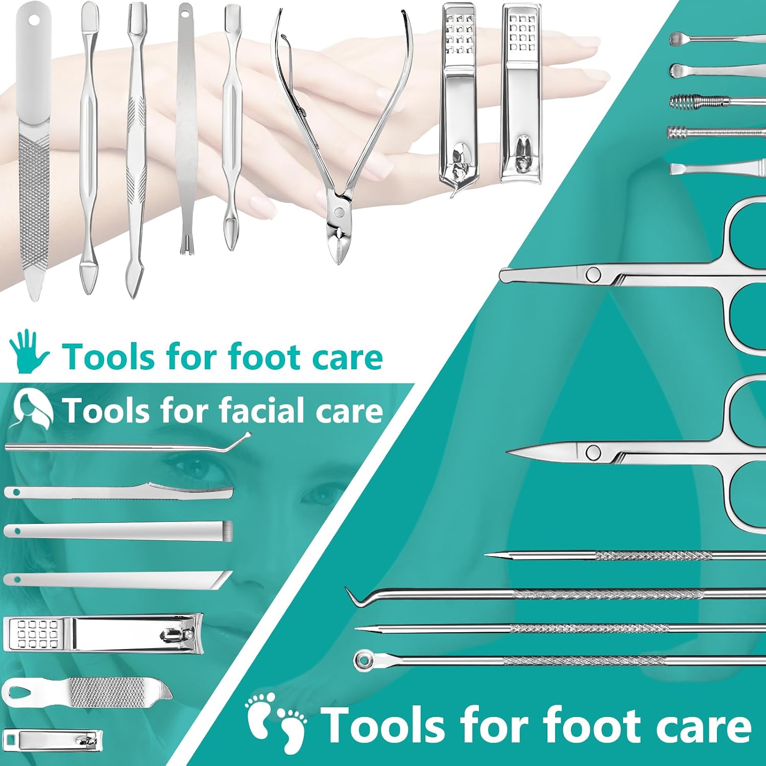 26-Piece Professional Manicure and Pedicure Kit, Nail Clippers Set, Stainless Steel Nail Care Tools with Travel Case
