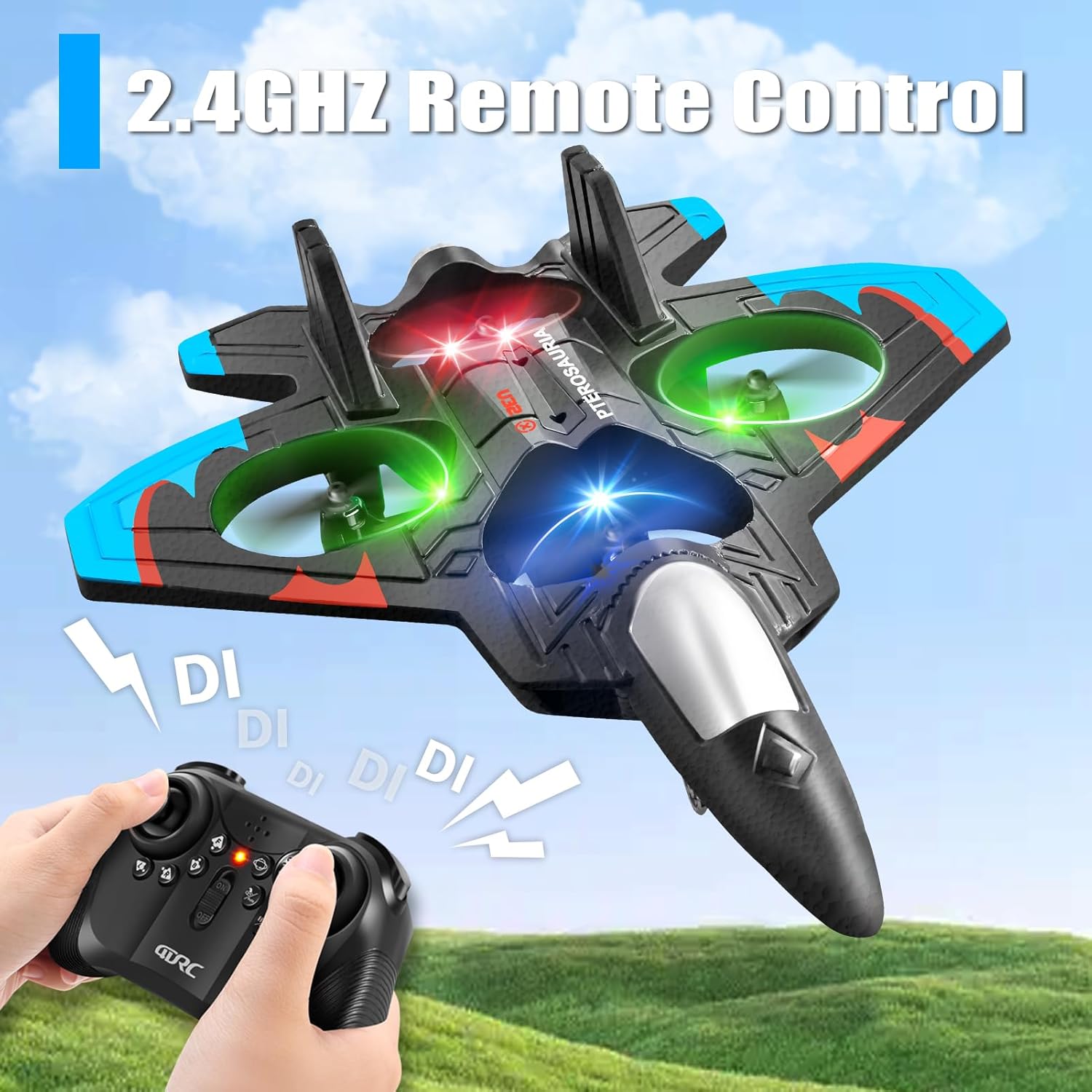 V32 Foam Remote Control Airplanes RC Planes for Kids Adults, RC Airplane Fighter Jet with Light, 360° Flip Fighter