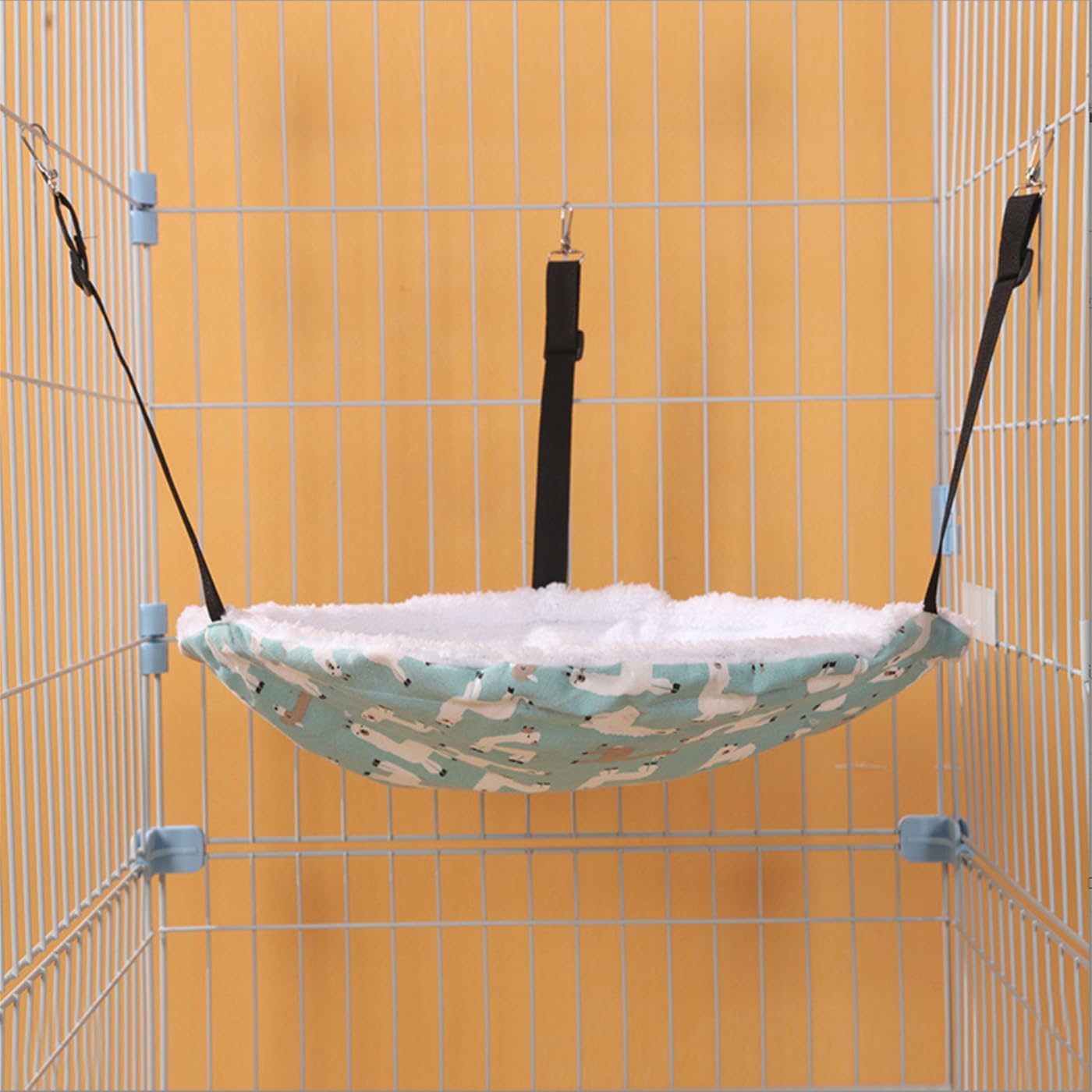 2-Pack Cat Hammock Lounge Cat Hanging Bed for Cage Kennel Chair with Metal Frame, Adjustable Straps (Cyan)