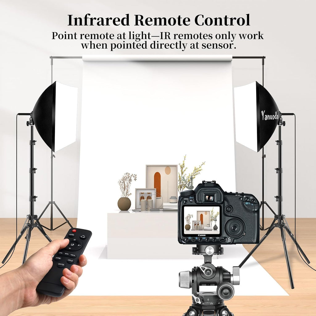 16" Softbox Lighting Kit, 2-Pack with Remote | 95W LED Bulbs, Remote Control, CRI97 Color Accuracy, Soft Diffused