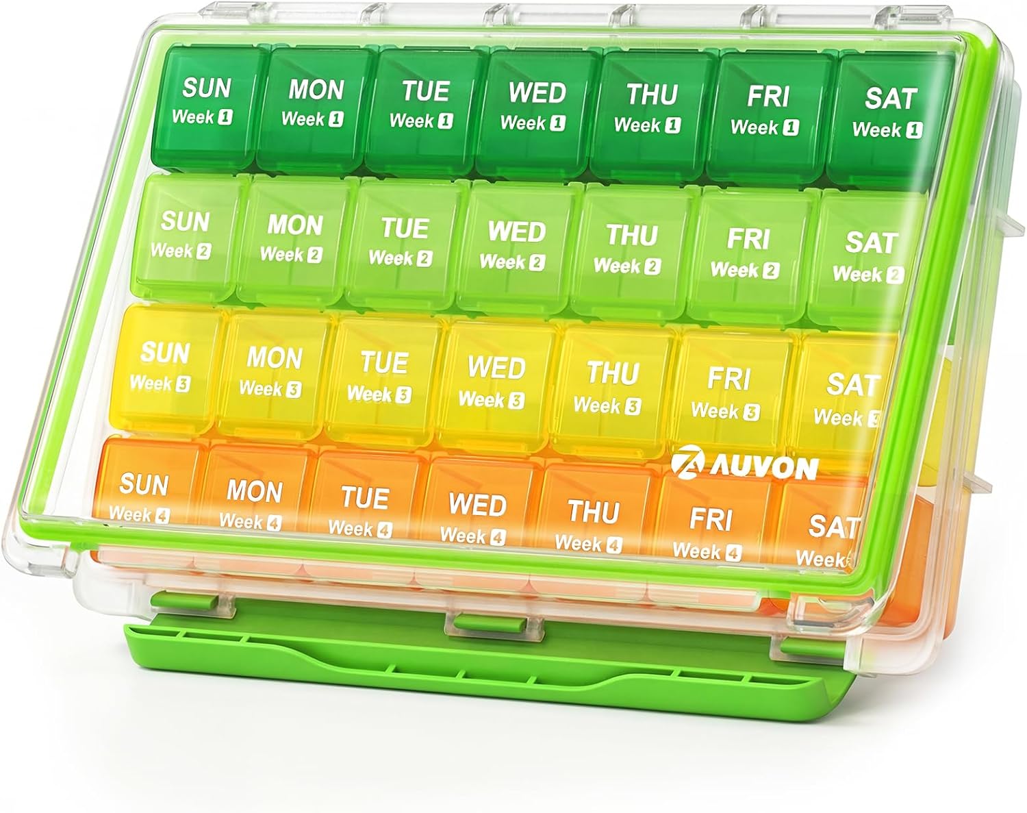 Moisture-Proof Monthly Pill Organizer, Large 28 Days Pill Box Case with Removable 4 Weeks Medication Organizer Rows