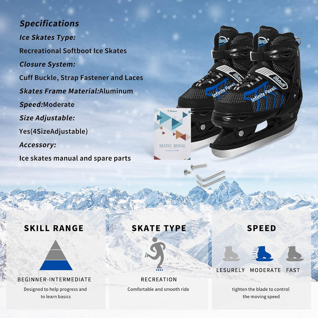 Kids Ice Skates Adjustable Boys or Girls Adult Ice Hockey Skates Lace-Up Ice Skate Youth for Beginner with Breathable