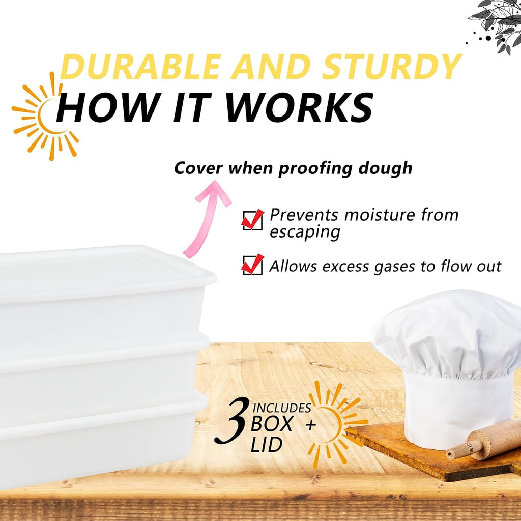 Pack of 3 Pizza Dough Proofing Box, Sourdough Proofing Containers