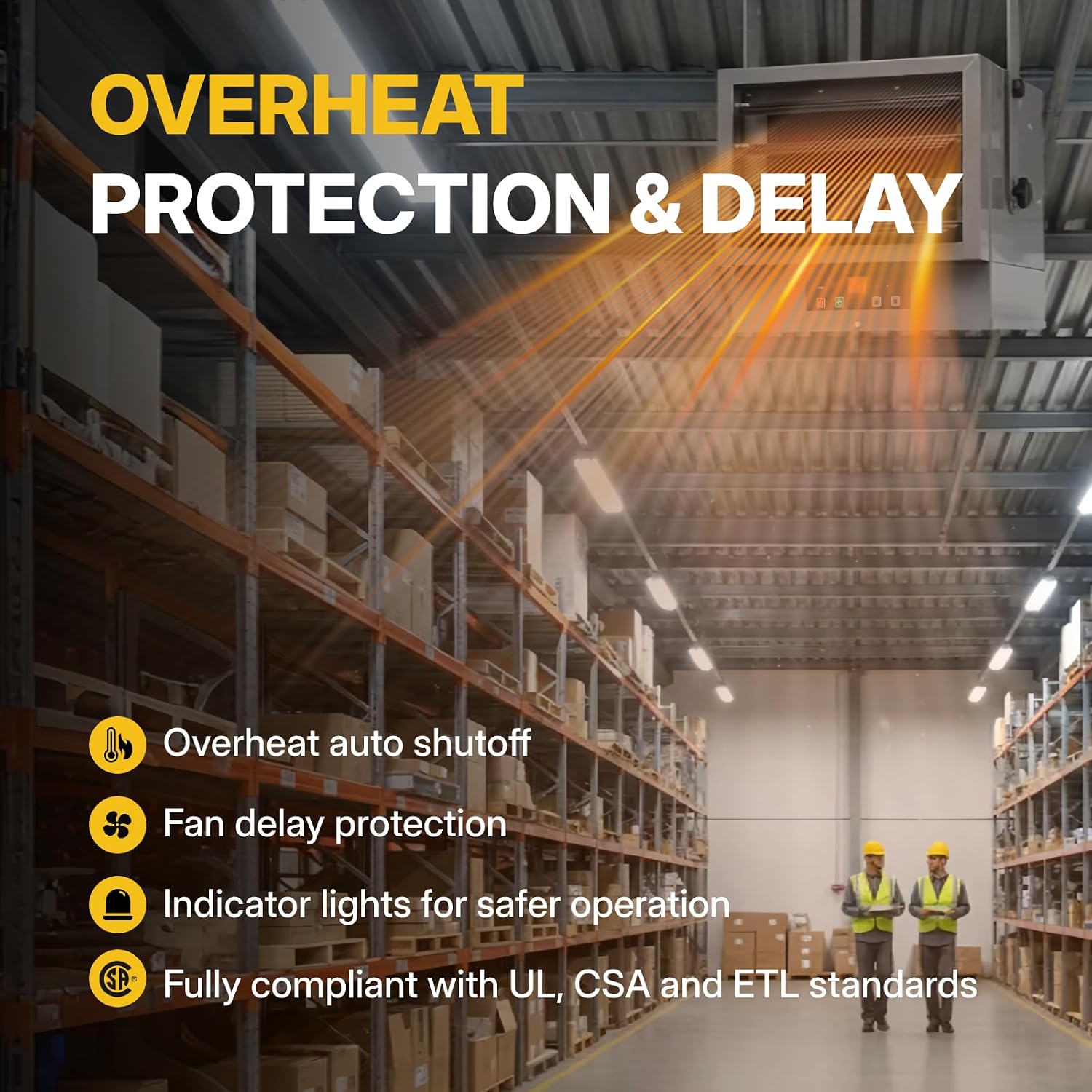 Garage Heater 7500W Electric Fan-forced Heater - Wall/Ceiling Mount, Smart Temperature Control, Overheat Protection