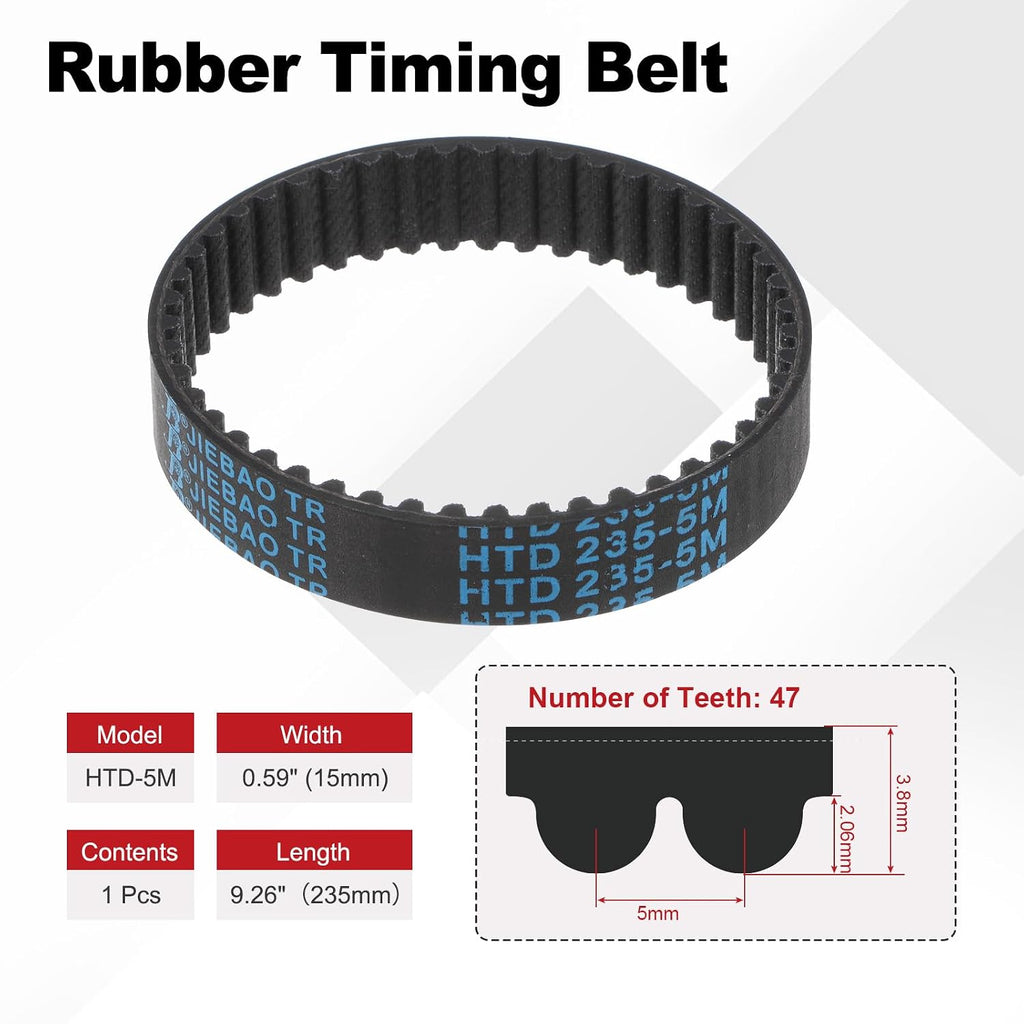 HTD 5M Timing Belts, 235mm Pitch Length x 15mm Width x 3.8mm Height