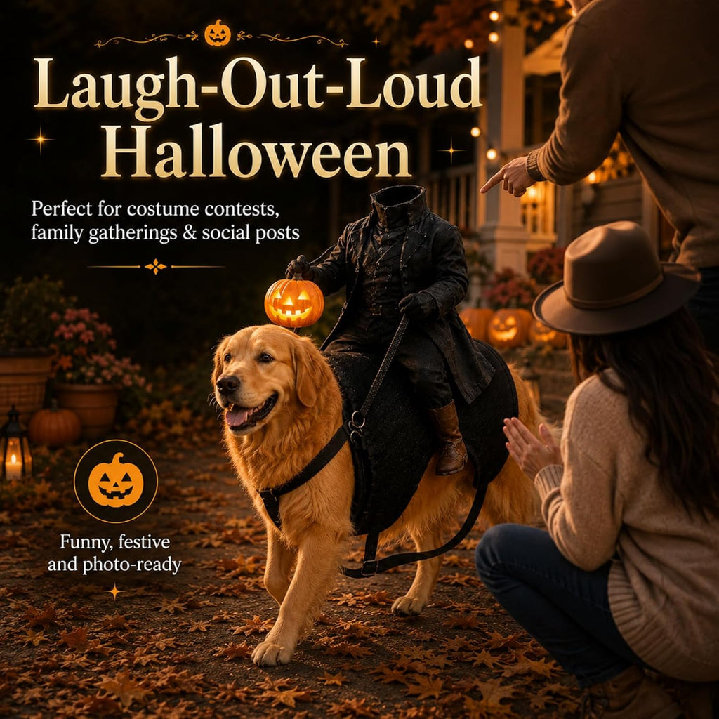 Light-Up Headless Horseman Pet Costume, Pumpkin Rider Harness (A1PC,Small)