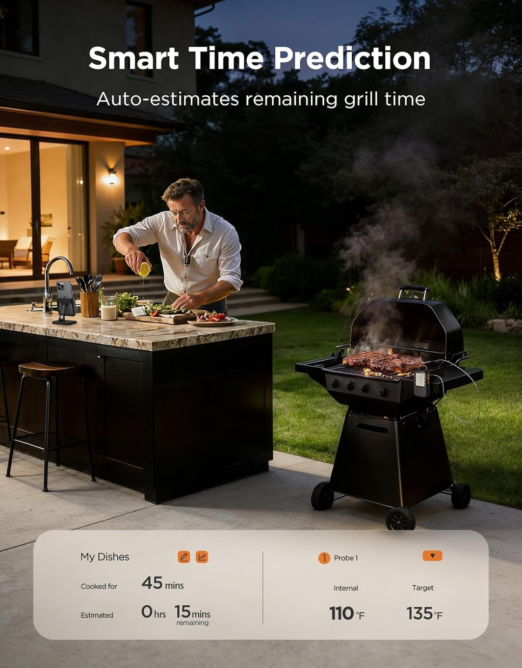 Bluetooth Meat Thermometer Digital with Smart App Timer and Alerts