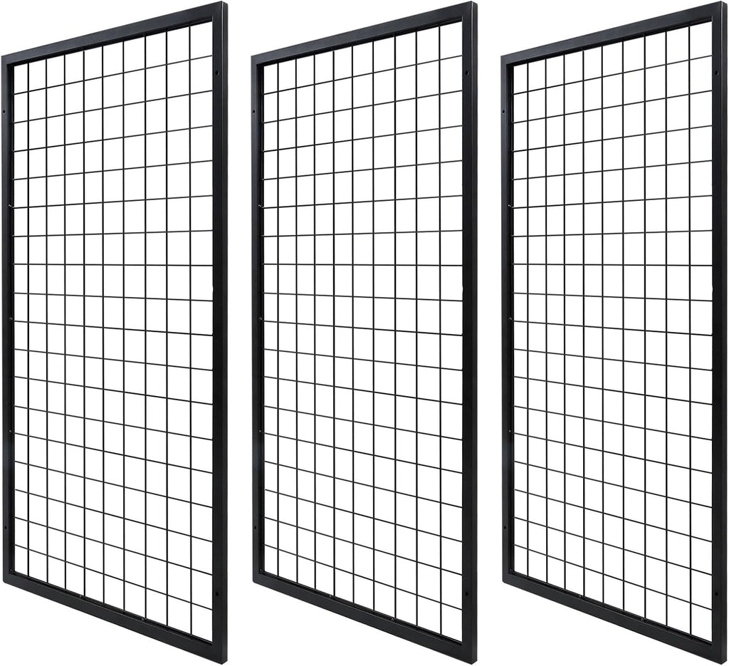 Metal Grid Wall Panels, Black Wire Grid Panel, Gridwall Display Stand, Heavy Duty Gridwall Panels for Retail Display