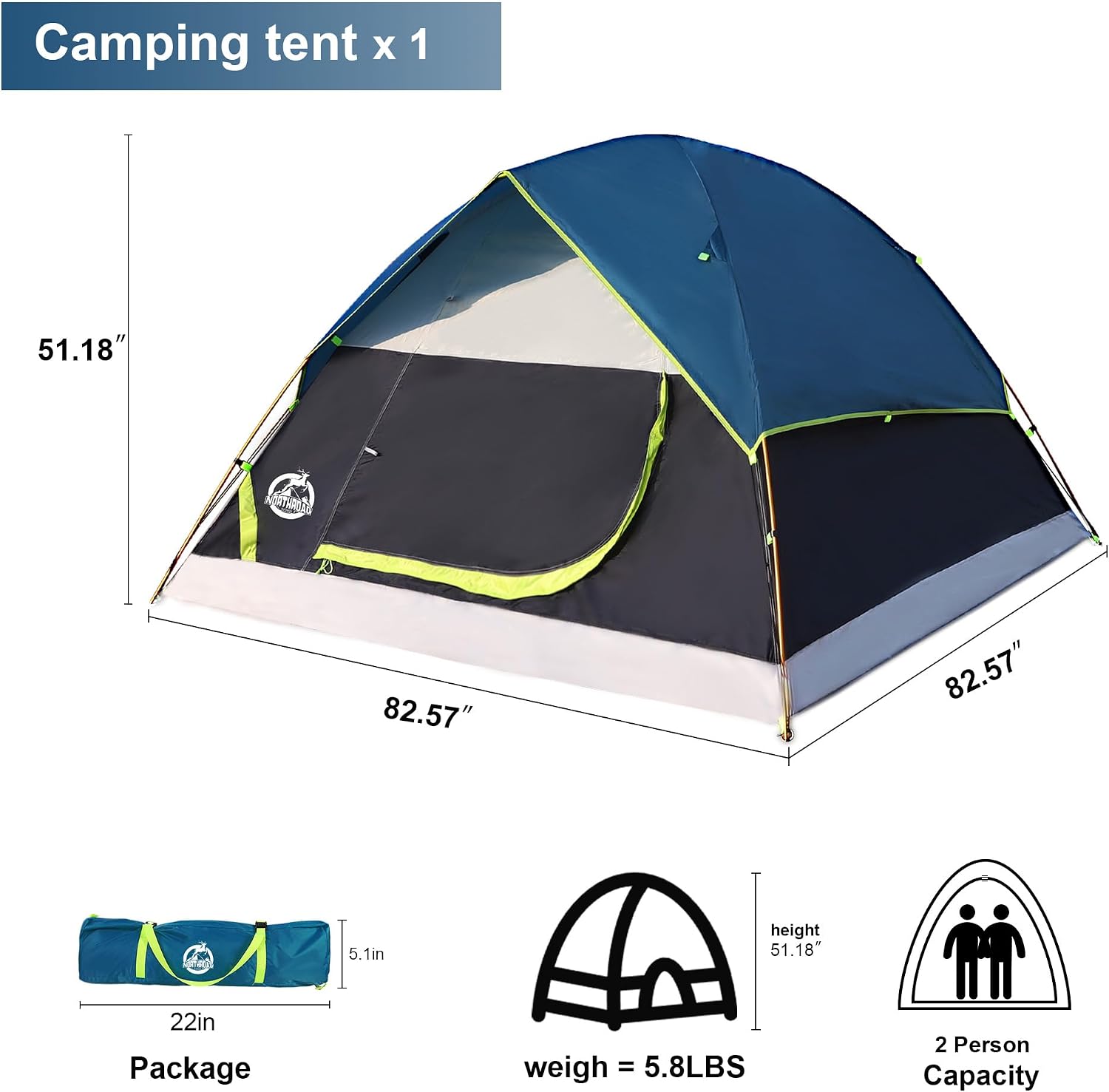 9PCS Camping Tent Kit, Including 1 2/3 Person Dome Tent, 2 Sleeping Bag, 2 Sleeping Pad/Camping Mat, 2 Single Camping