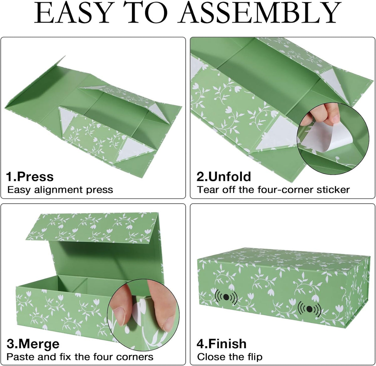 Green Leaves Gift Box with Magnetic Lids 1 Pack