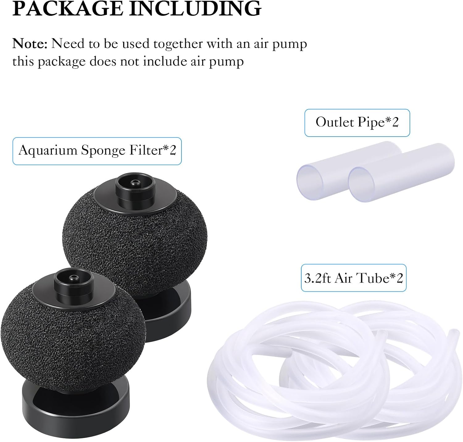 2 Pack Aquarium Bio Sponge Filter: Diameter 2.5in Mini Air-Powered Fish Tank Filter, Quiet Small Sponge Filter for up