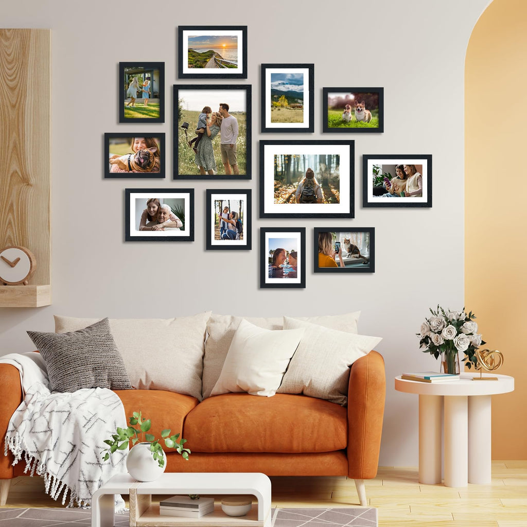 Collage Picture Frames Set, 15 Pack, MDF, Black, 8x10, 5x7, 4x6
