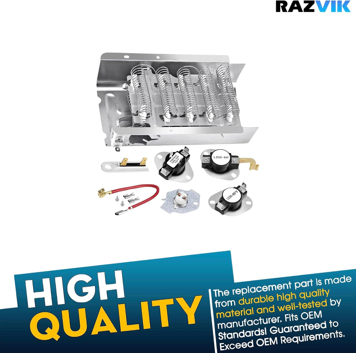 Dryer Heating Element Kit Replacement for Whirlpool WED5300SQ0 WED4850XQ2 LET7646EZ2