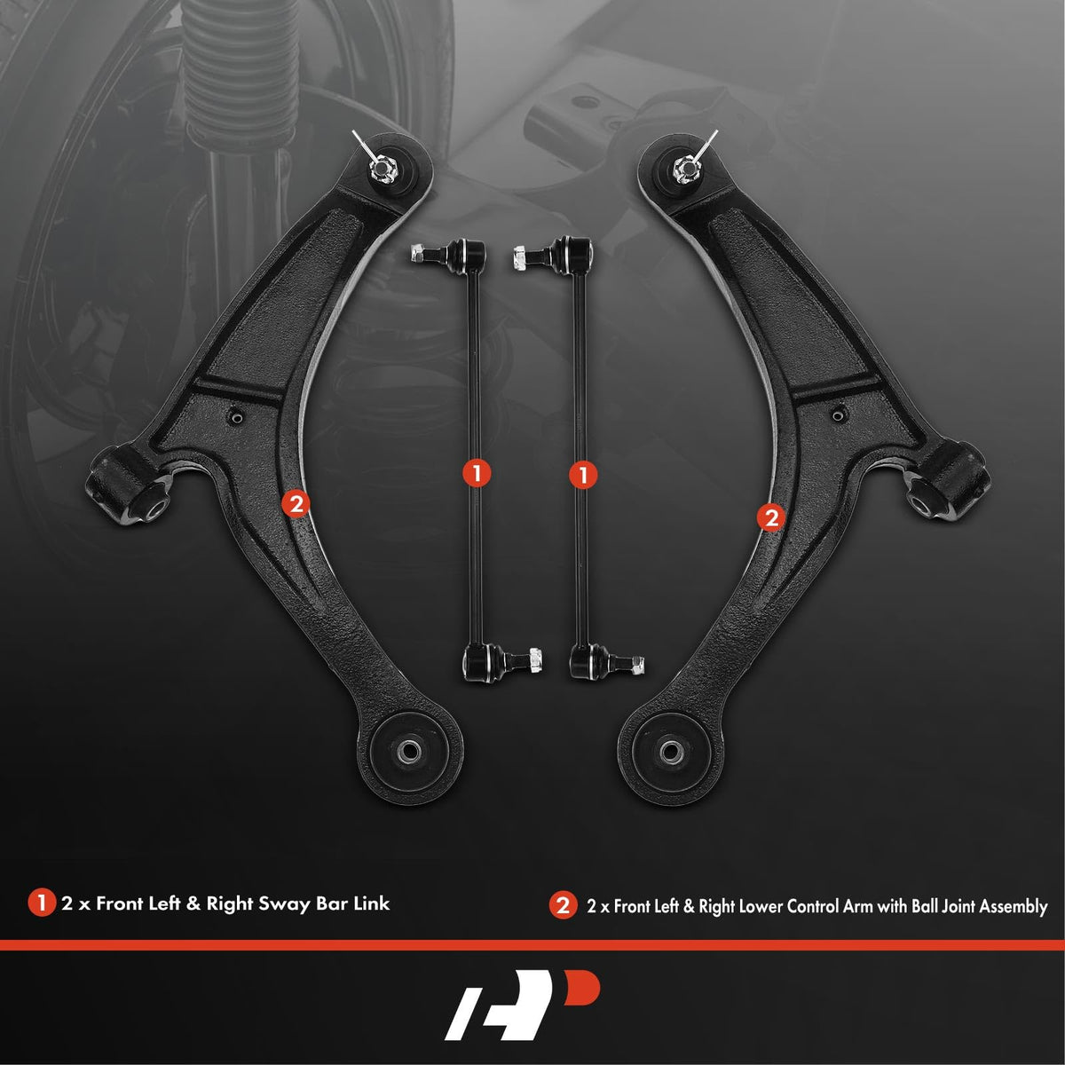 A-Premium 4Pcs Suspension Kit, Front Lower Control Arm, Sway Bar Link