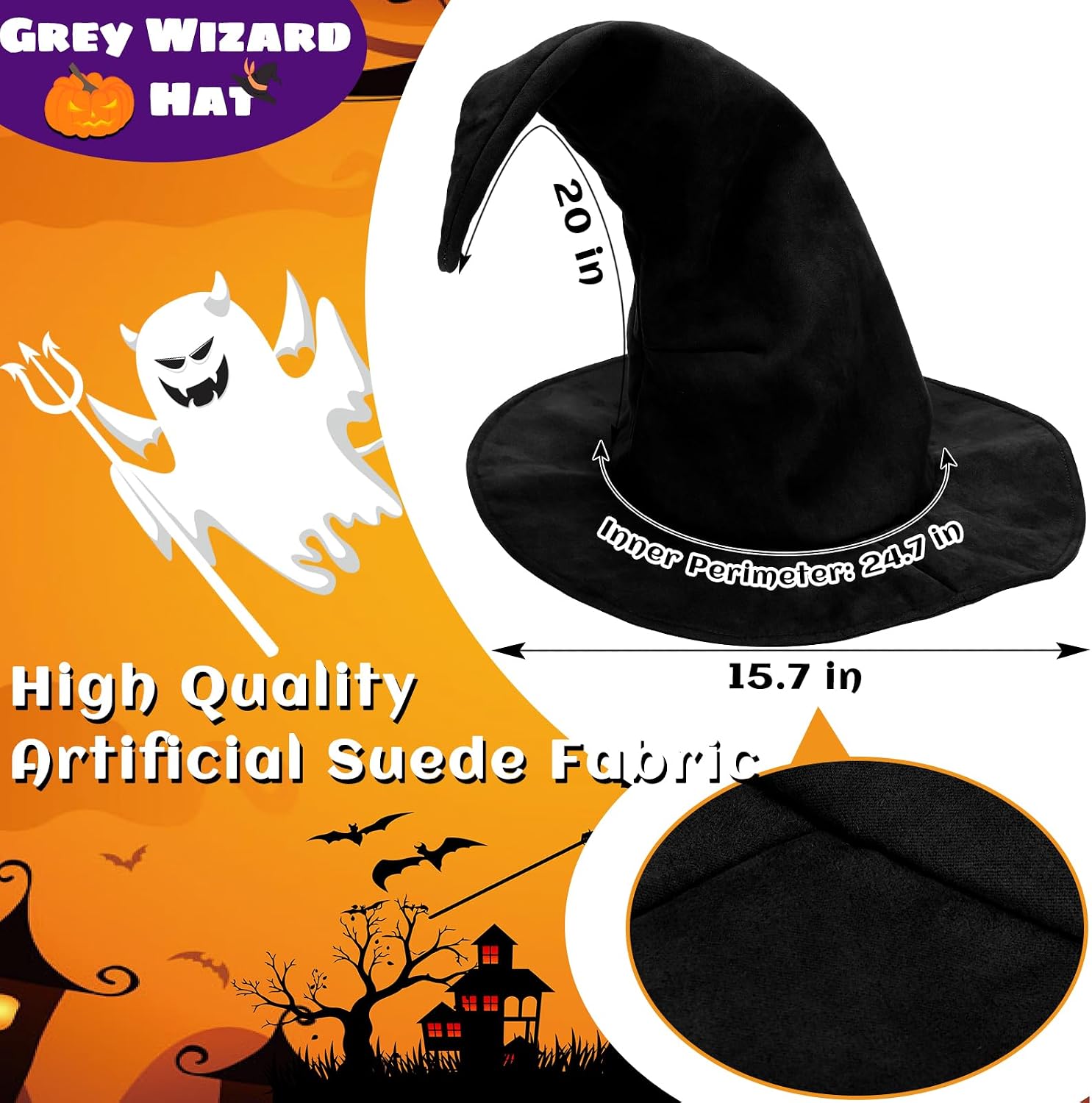Wizard Hat Witch Hat Wizard Beard and Wig Set Halloween Costume Accessory for Men Women